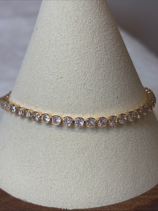 Jewelry - CZ Bezel Set Tennis Bracelet 18k Rose Gold Plated Removable Extender
